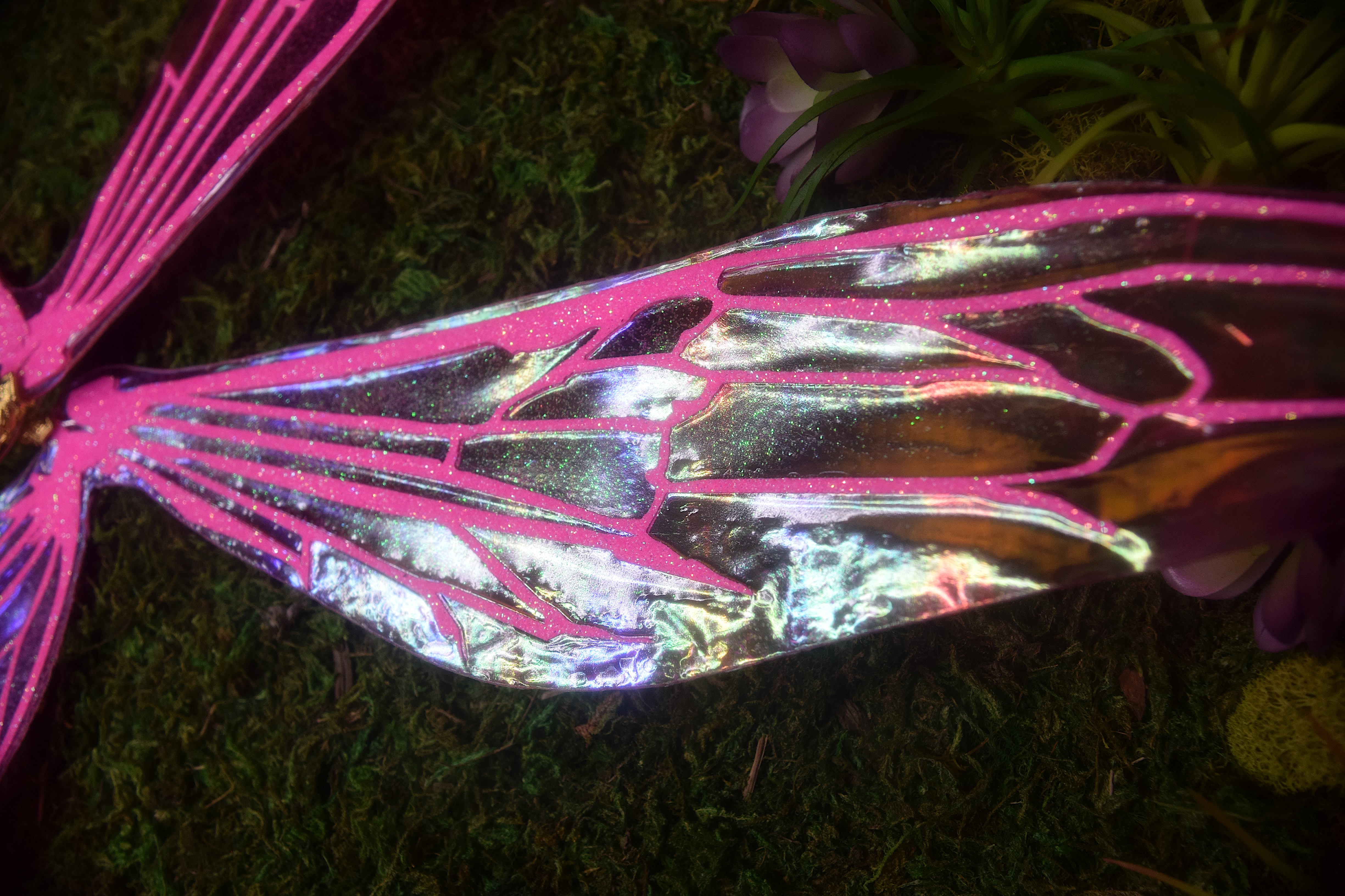 Neon Sprite Fairy Wing Hair Sticks -  Hot Pink