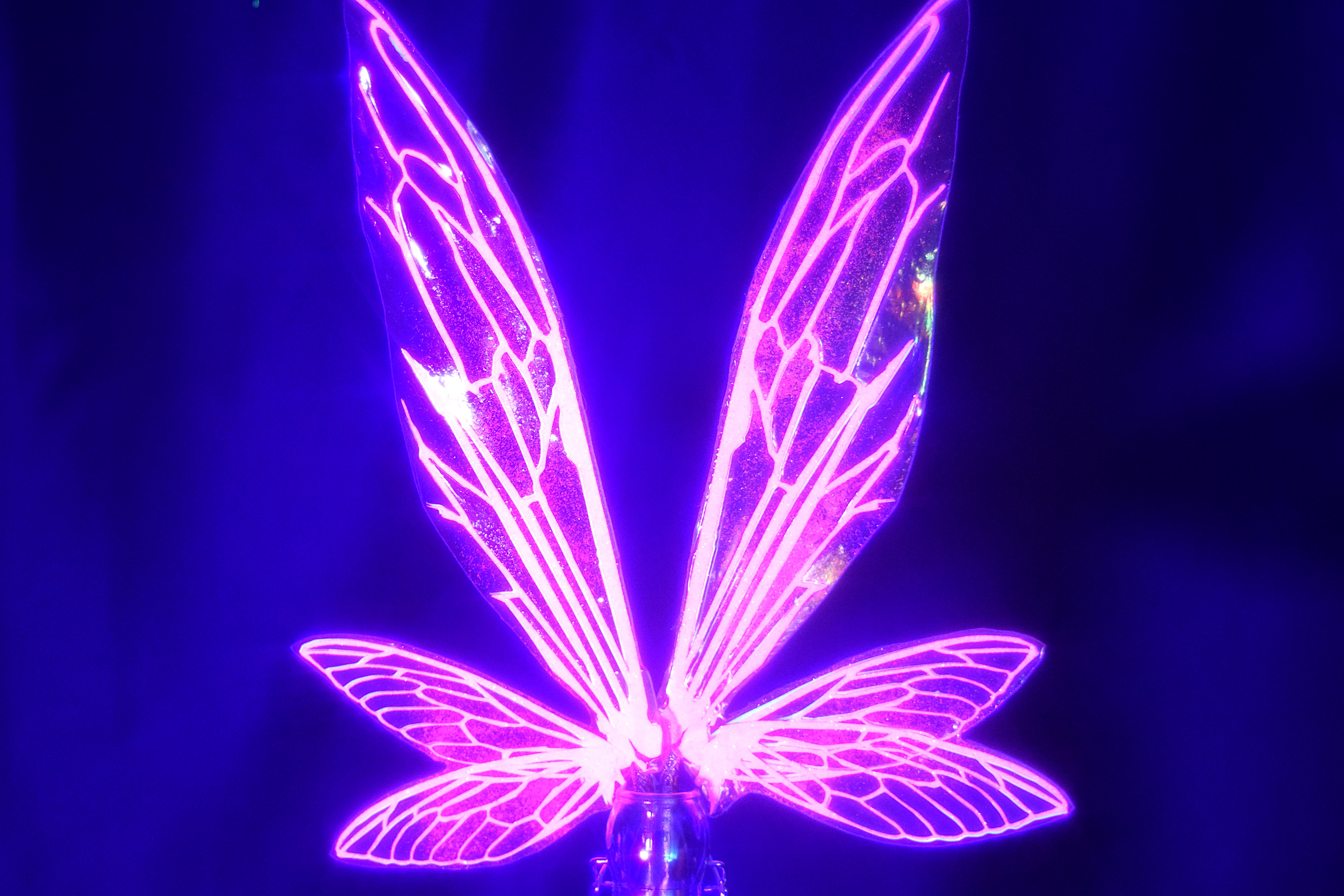 Neon Sprite Fairy Wing Hair Sticks -  Hot Pink