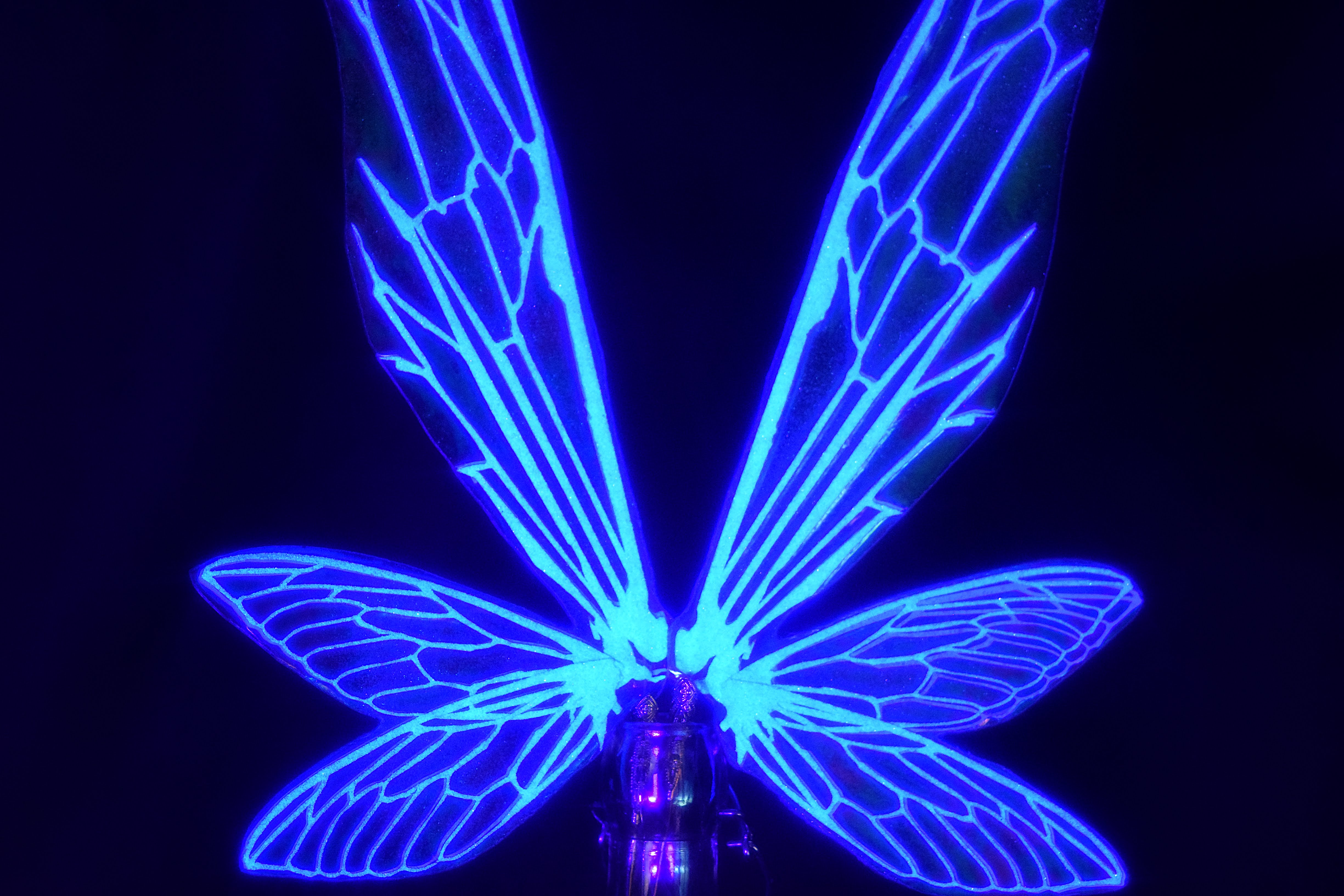 Neon Sprite Fairy Wing Hair Sticks - Lightning Blue