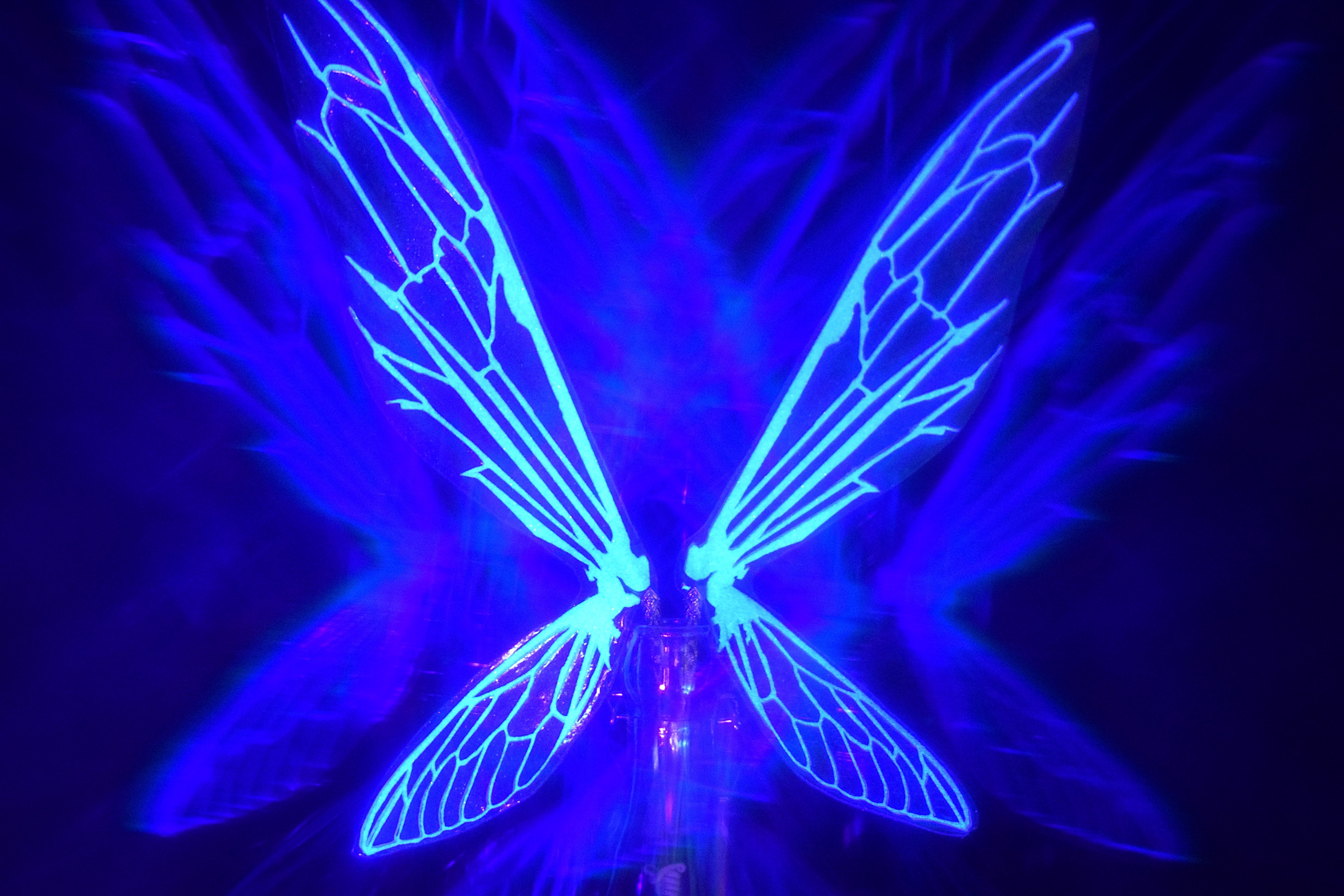Neon Sprite Fairy Wing Hair Sticks - Lightning Blue